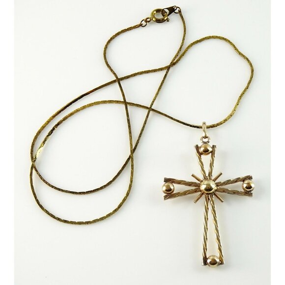 Atomic Mod Cross Pendant on Chain Necklace - Picture 2 of 4